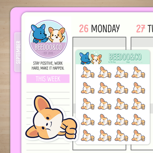 Miso The Corgi Having A Crisis Planner Stickers