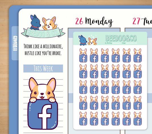 FB Icon Miso Corgi Planner Stickers