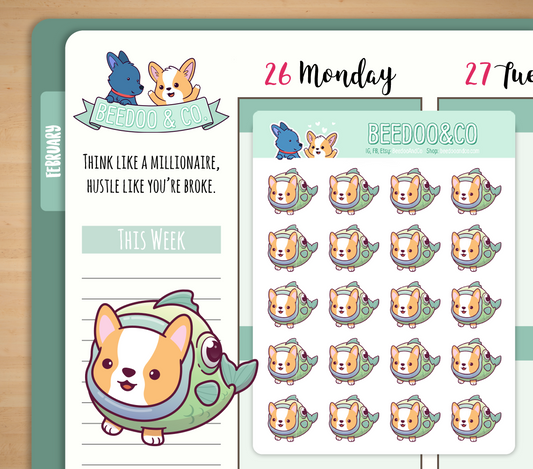 Fish Corgi Planner Stickers