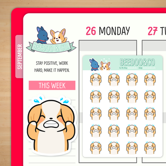 Frustrated Miso Corgi Planner Stickers