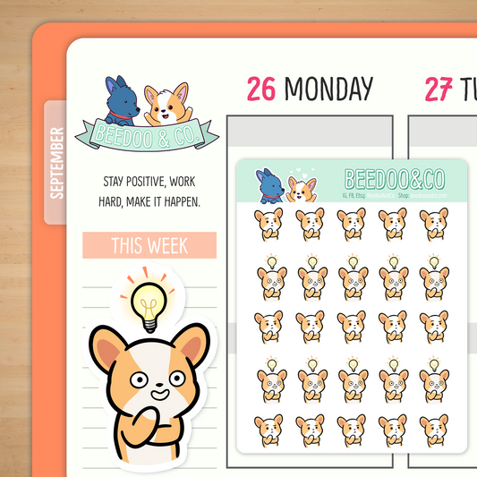 Thinking Miso Corgi Planner Stickers