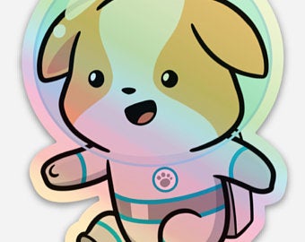 Miso The Corgi In Space Holographic Vinyl Sticker (3”)