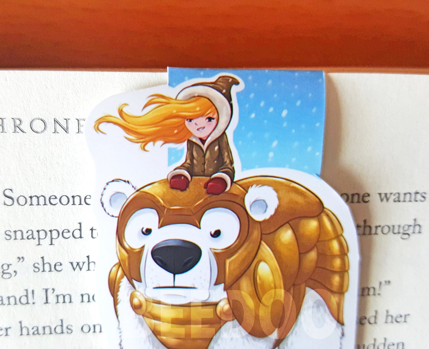 Polar Bear And Girl Magnetic Bookmark