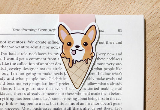 Corgi Ice Cream Magnetic Bookmark