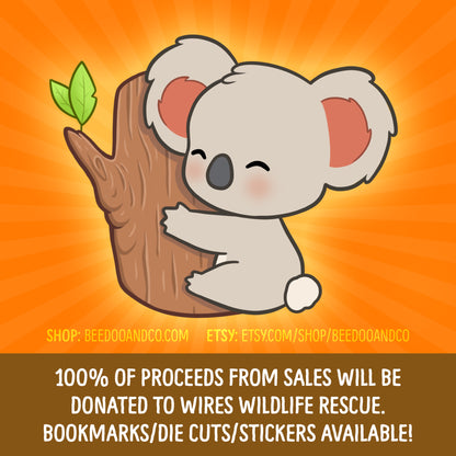 Charity Koala Magnetic Bookmark, Planner Stickers, Die Cut