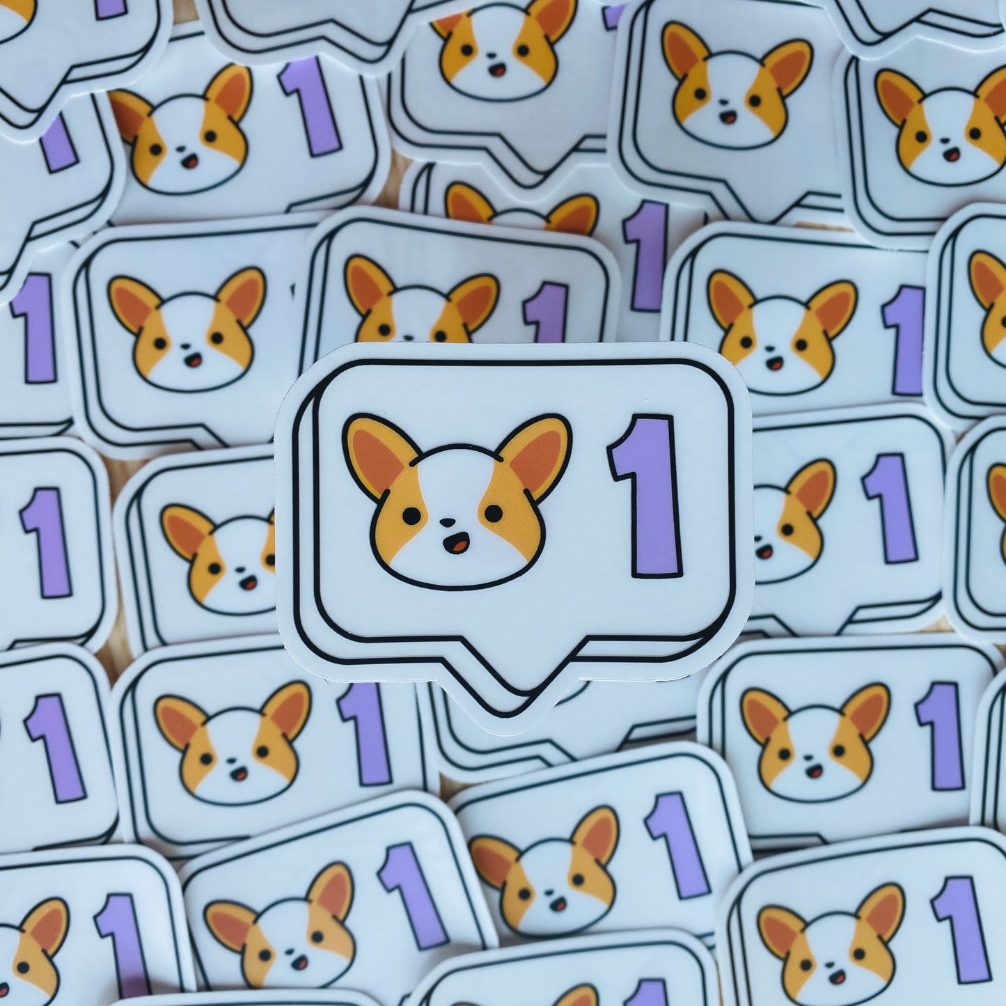 Clear Vinyl Sticker - Corgi Social Media Like