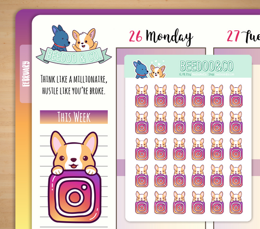 IG Icon Corgi Planner Stickers