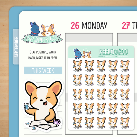 Snail Mail Miso Corgi Planner Stickers