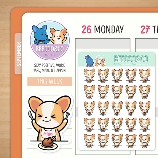 Miso The Corgi Meal Time Planner Stickers