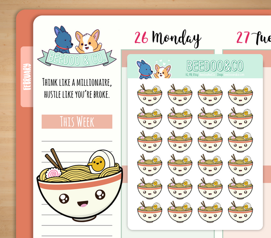 Cute Ramen Planner Stickers