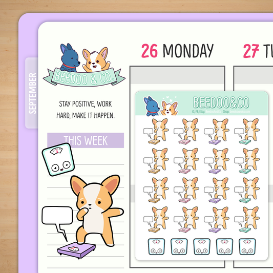 Weight Tracker Corgi Planner Stickers