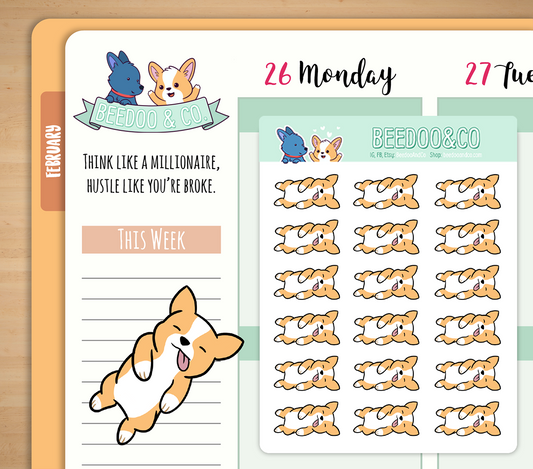 Miso Corgi Sleeping Planner Stickers