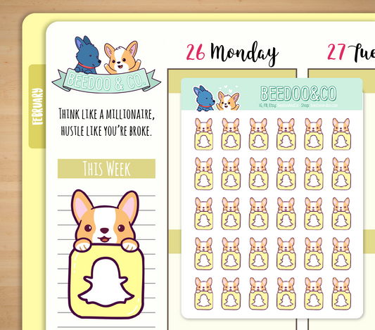 Snapchat Icon Corgi Planner Stickers