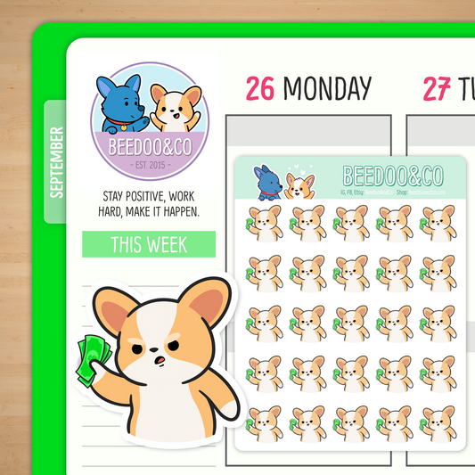 Miso The Corgi Shut Up And Take My Money Planner Stickers
