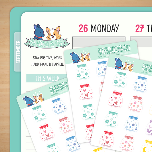 Cute Colourful Jars Planner Stickers