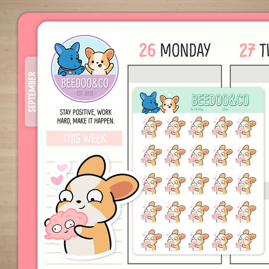 Miso The Corgi Takes Care Of Mental Health Planner Stickers