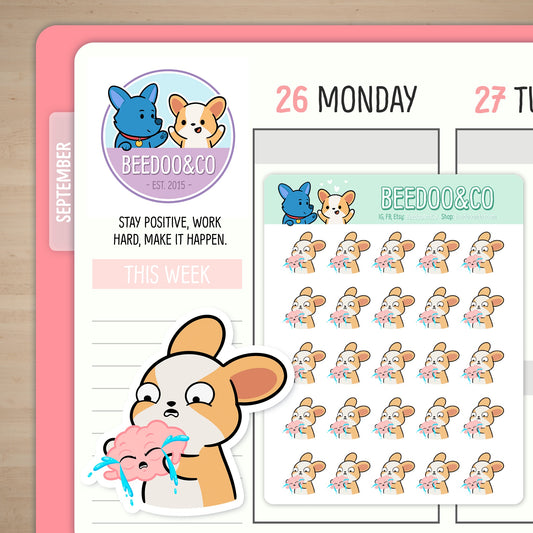 Miso The Corgi Has A Bad Mental Health Day Planner Stickers