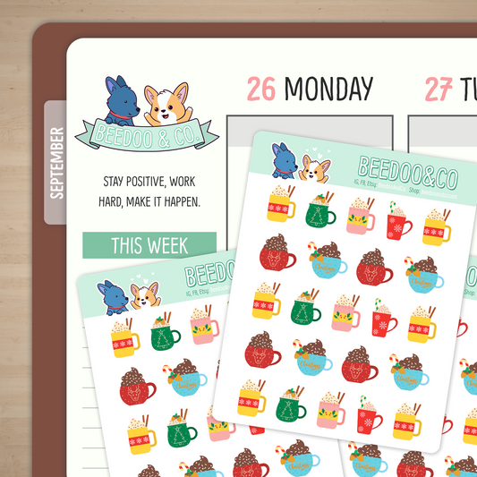Holiday Hot Chocolate Planner Stickers