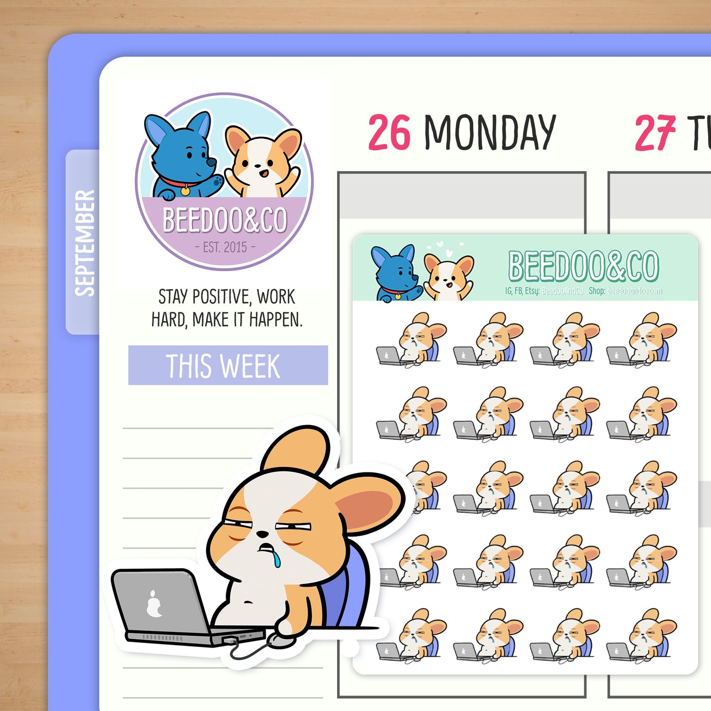 Miso The Corgi Is Falling Asleep Working Planner Stickers